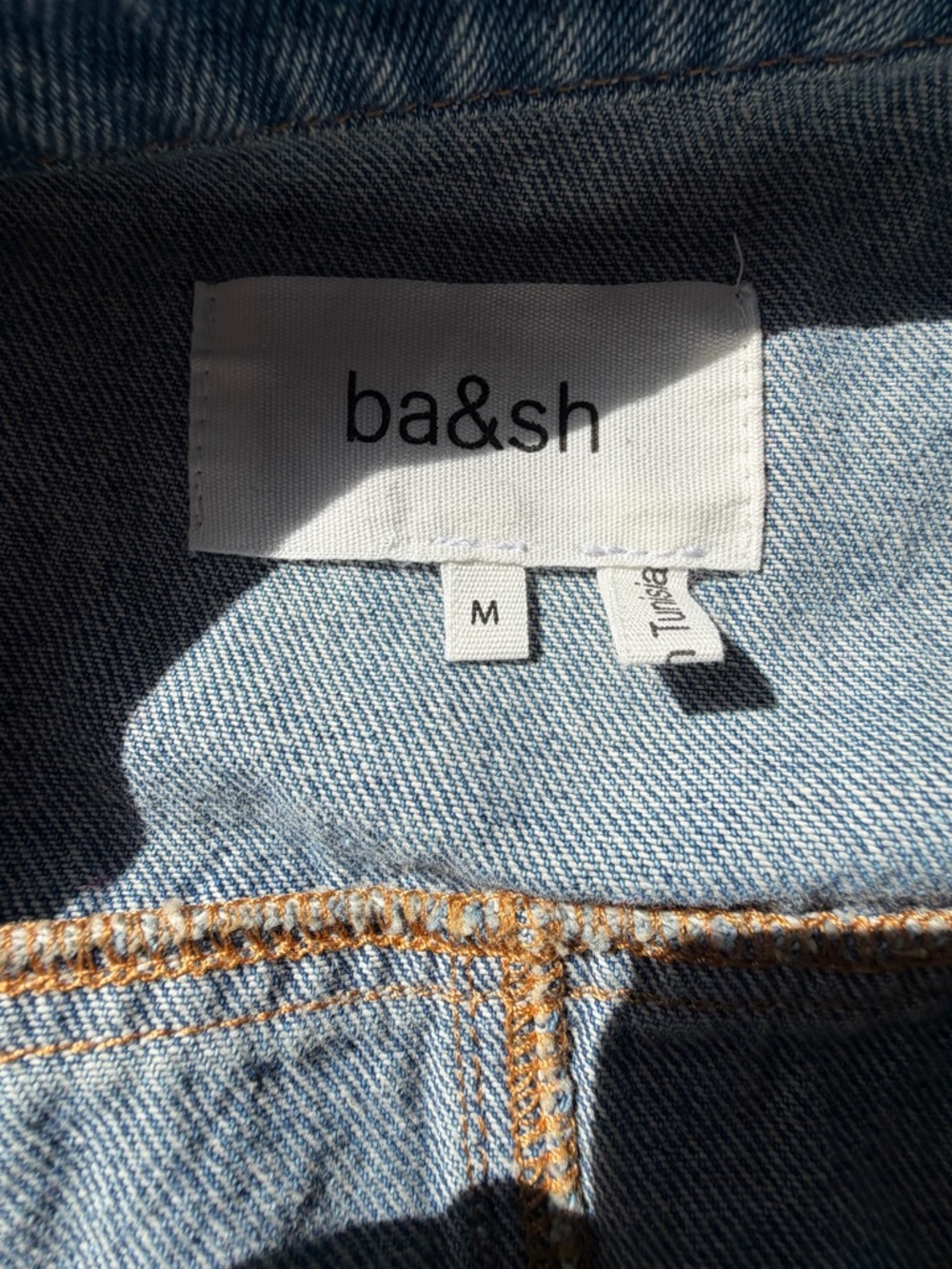 ba&sh Light Blue Denim Top with Contrast Orange Stitching - Picture 5 of 5